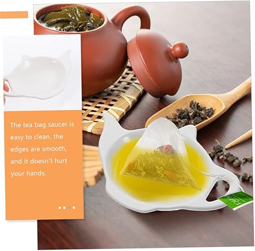 Miniatura 6 de HEMOTON 3 piezas de tetera de cerámica con forma de tetera para bolsitas de té, organizador de cucharaditas, bordes lisos, fácil de limpiar para