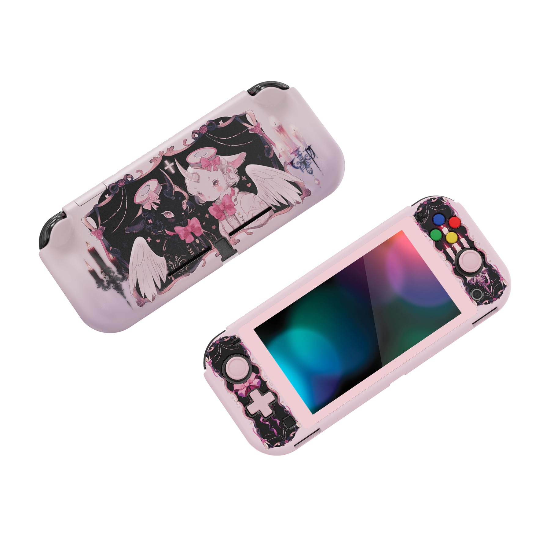 PlayVital ZealProtect Protective Case for Nintendo Switch Lite, Hard Shell Grip Cover for Nintendo Switch Lite w/Screen Protector & Thumb Grip Caps & Button Caps - Darkling Sheep - 5