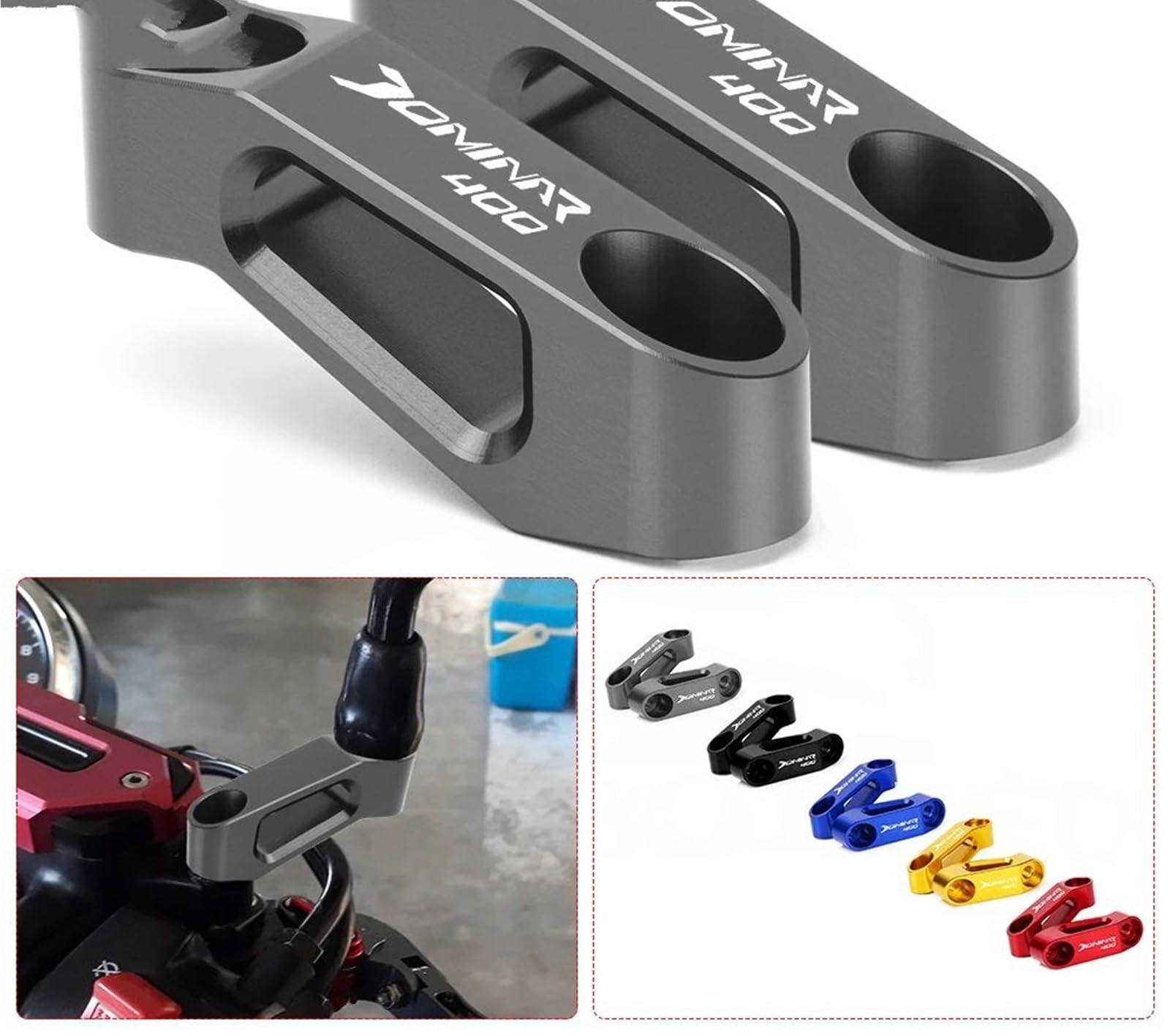 Motorcycle Adjustable Mirrors Riser Extension Bracket Mount Accessories Fit For Bajaj Dominar 400 Pulsar 200 NS RS AS Dominar400 Przedłużacz mocowania(Red no logo)
