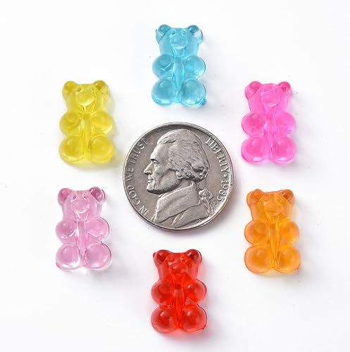Miniatura 5 de DanLingJewelry 1400 cuentas de oso de acrílico transparente de colores aleatorios, cuentas de animales transparentes para pulseras, collares,