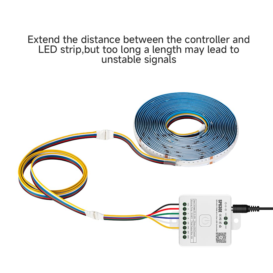 BTF-LIGHTING 5 Pack 22AWG 6 Pin JST Male to Female Plug LED Connector 6.56FT/2m Extension Cable for FCOB SMD RGBCCT LED Strip Lights Solderless Controller Wire