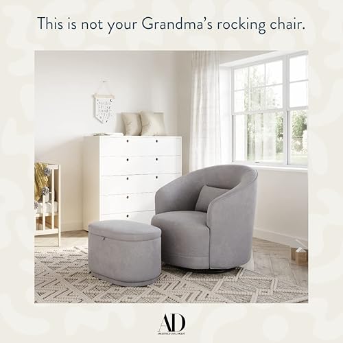 Miniatura 3 de Nurture& The Swivel Premium Glider Swivel Chair for Nursery or Living Room Stain-Resistant Performance Fabric (Gray) Marfil,Gris