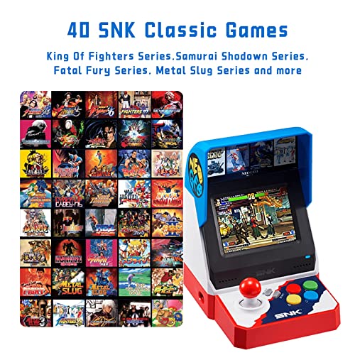 UNICO SNK NEOGEO Mini Arcade Asia Version, Pre-Loaded 40 Official Licenced SNK Games, Support HDMI Output to Large Screen