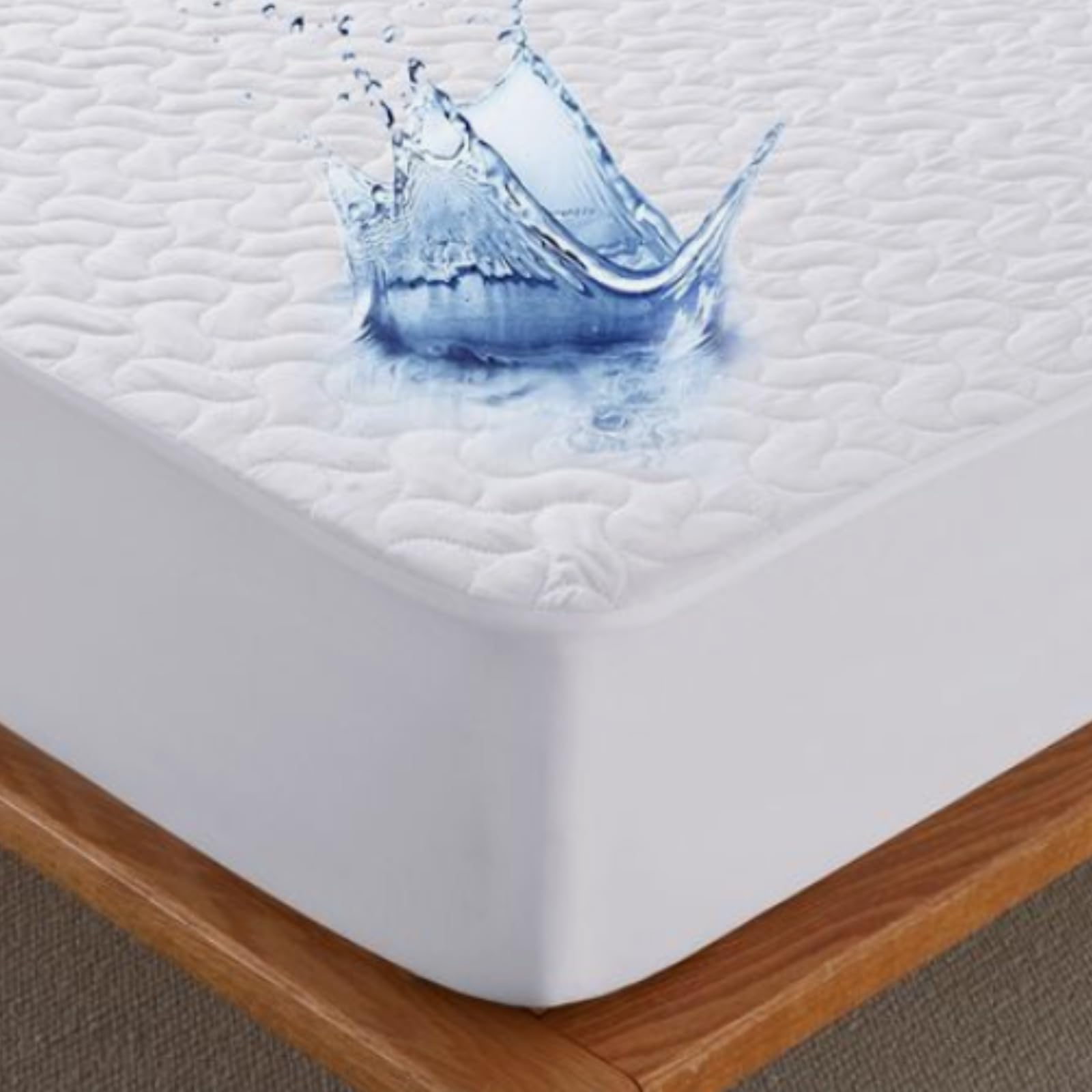 Linen and Clouds King Size Waterproof Cotton Mattress Protector | Soft, Breathable, and Hypoallergenic Bed Cover 6ft X 6.5ft - Elegant Grey (72x78, Maroon)