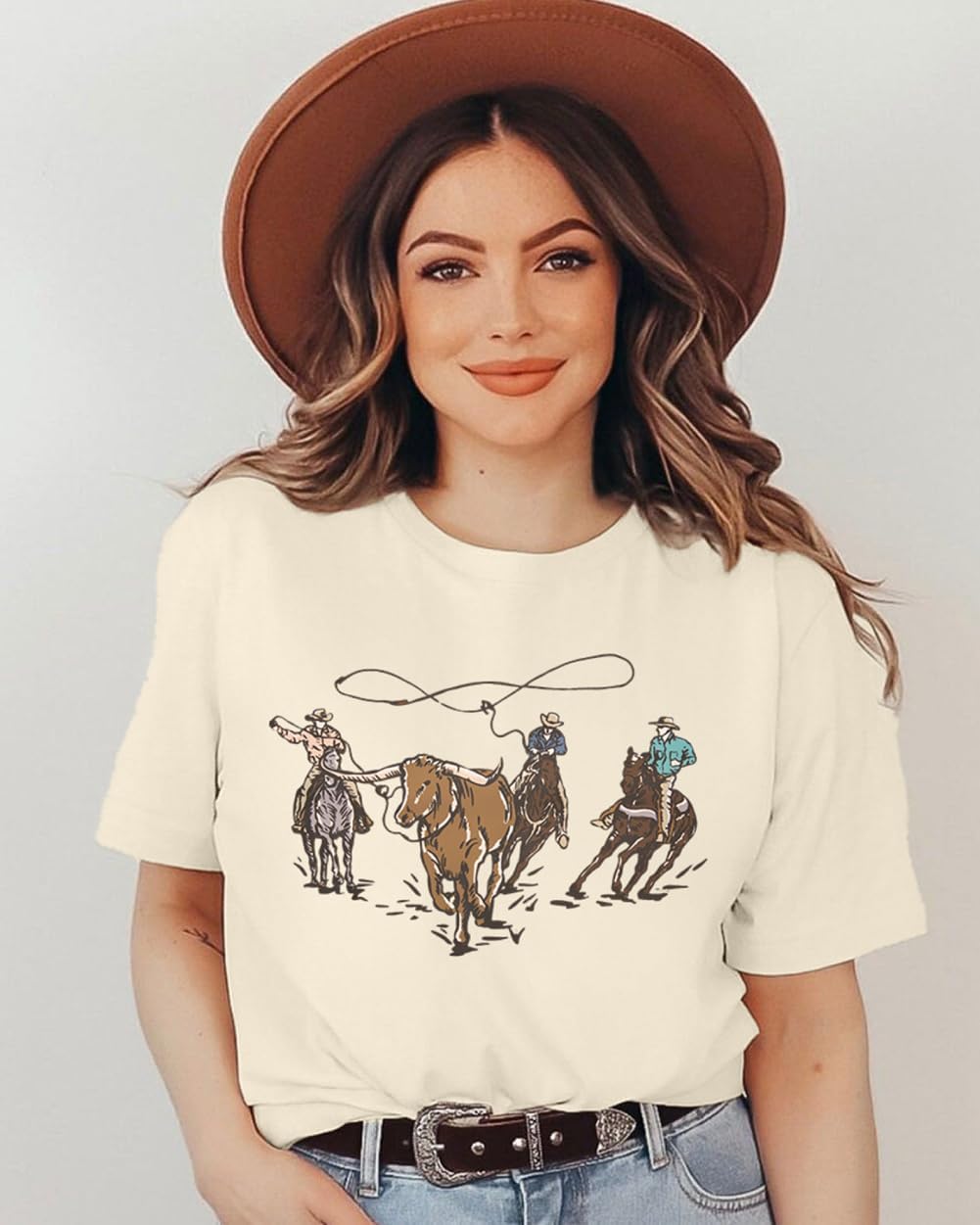 Retro Rodeo Shirt Women Cowgirl Bleached T Shirt Western Cowboy Rodeo Outfit Country Music Tee Short Sleeve Top - Image 7