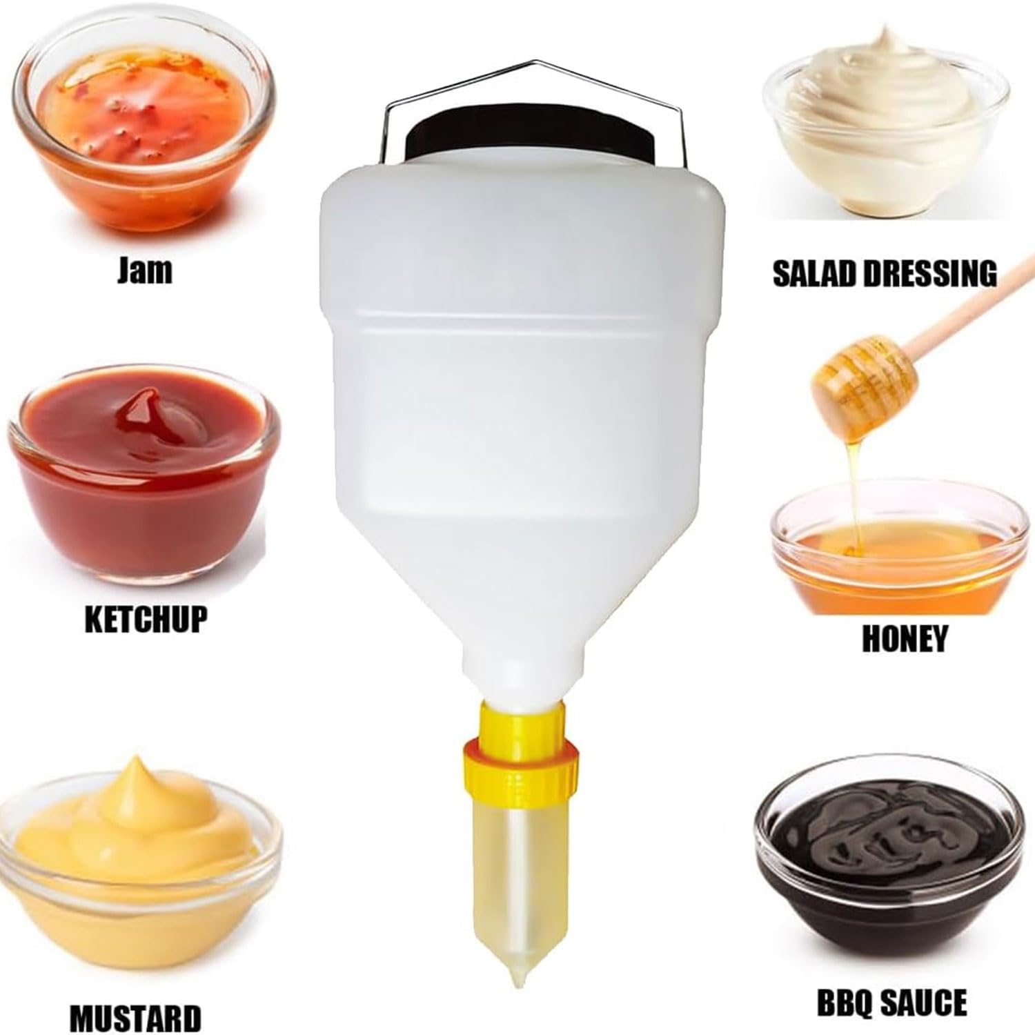 Hängender Saucenspender Mit 5,5 L Fassungsvermögen, Multifunktionale Runde Gewürzflasche Mit Auslaufsicherem Design, Sauceneimer Mit Großem Fassungsvermögen Für Ketchup, Salatdressing, Currysauce