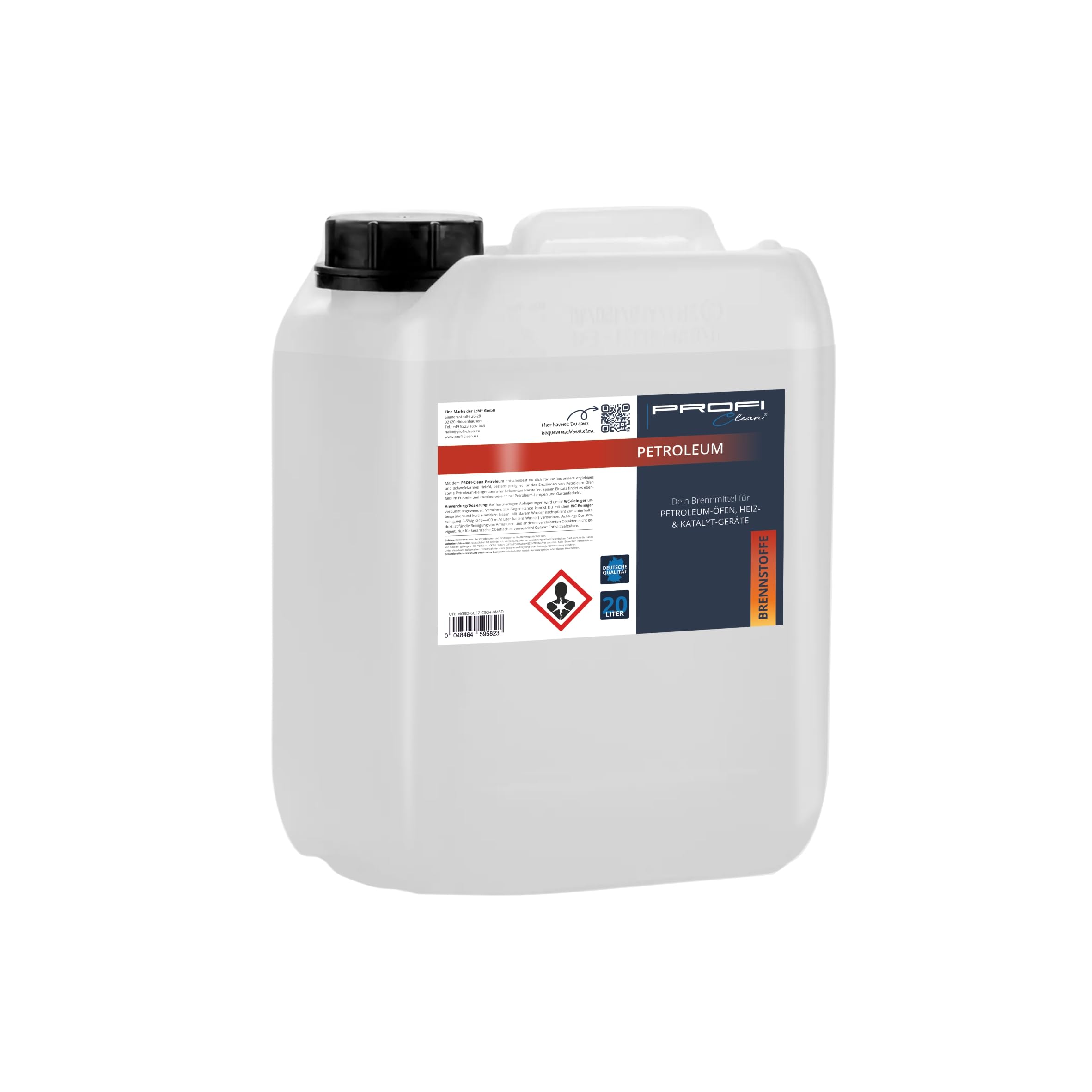 PROFI-Clean Petróleo 20 L – Sin olor y sin azufre – Adecuado para hornos Zibro, Inverter & Toyotomi y otros hornos de petróleo y calefacción de queroseno