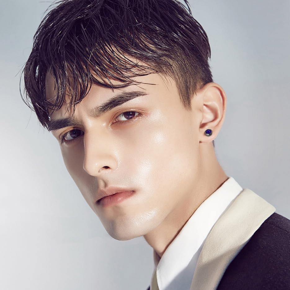 Immobird Black Earrings for Men Sterling Silver Earrings Unisex Stud Earrings Cool Handsome for Rock Hip-hop or Casual Everyday4