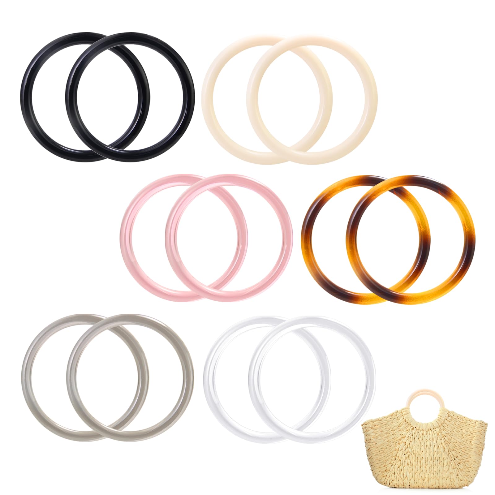 12 Pack Round Purse Handles - Decorative Replacement Bag Straps for Crochet Bags, DIY Knitting Tote Handles, Durable Craft Accessories-image-10