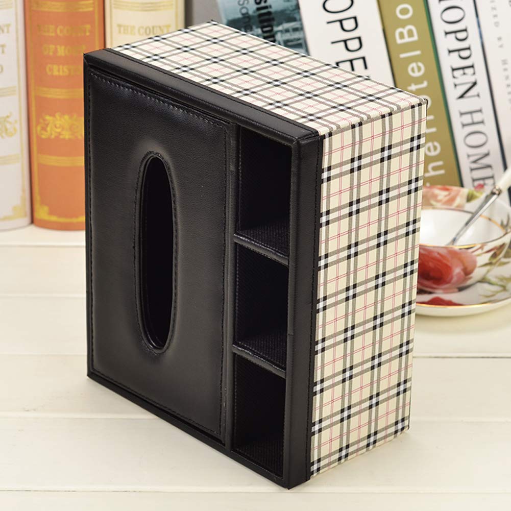 Contenitore Porta Fazzoletti Multifunzione In Pelle PU Con Organizer Da Scrivania, 3 Scomparti Per Penne, Telecomando E Cellulare, 23,5x16,7x9,4 Cm - 3