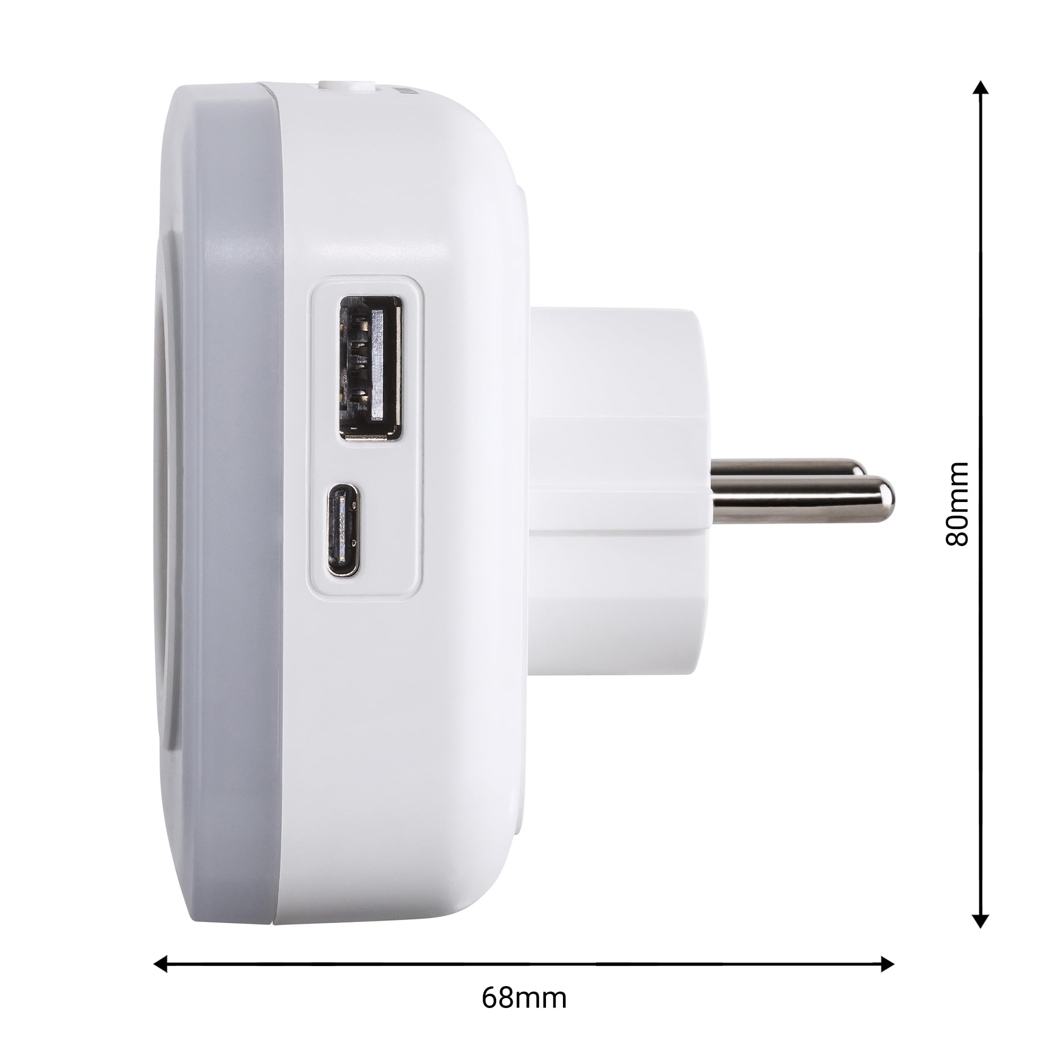 SEBSON Luz Nocturna LED con Enchufe - Set de 2 - Sensor Crepuscular | Puertos USB-C y USB-A, Interruptor On/Off - Blanco cálido, Lámpara de Enchufe