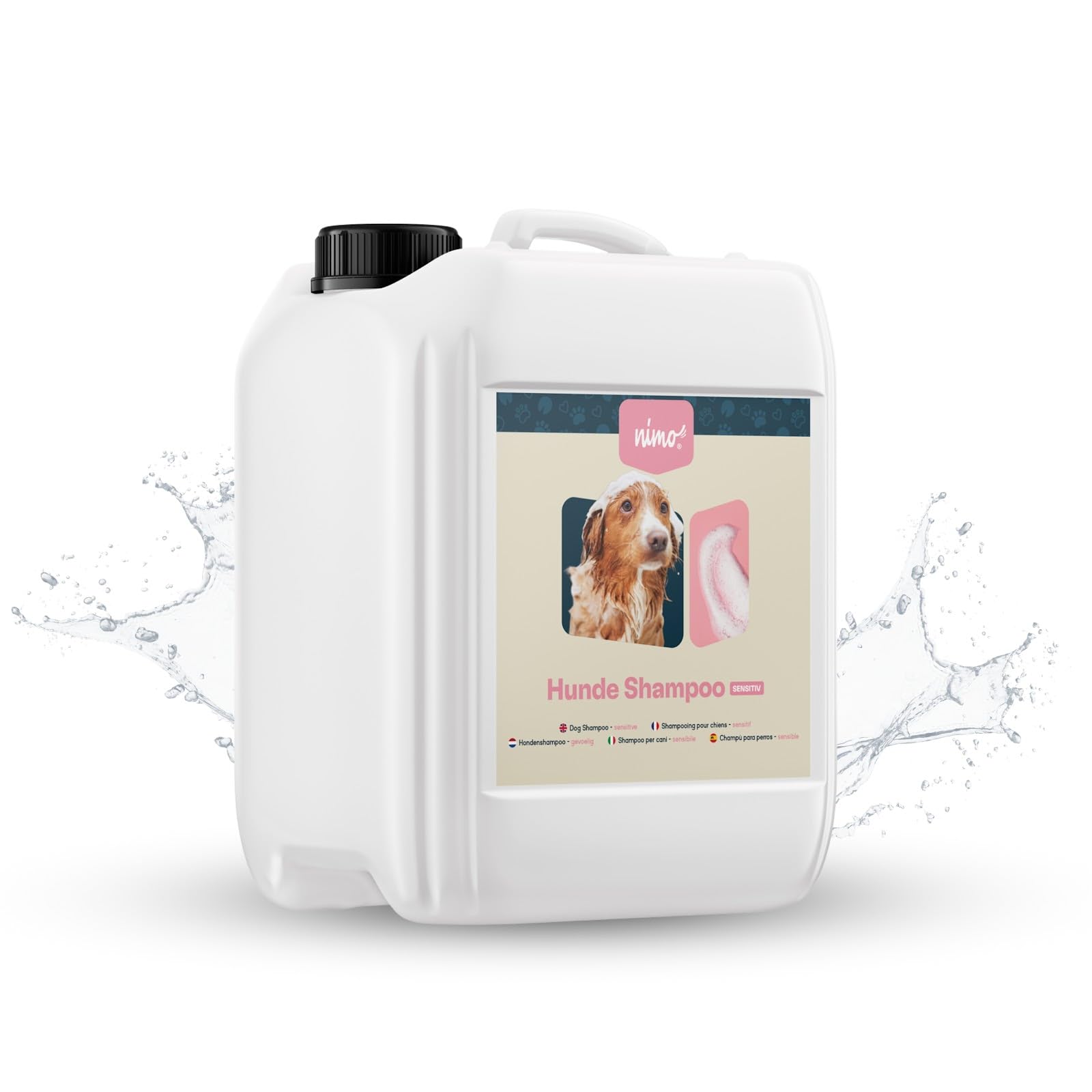 nimo® Szampon dla psów, bez substancji zapachowych i neutralnego pH z kolagenem, dla wszystkich ras psów i wrażliwych, alergicznych psów, dla lepszego rozczesywania i błyszczącego futra, w 100% wolny