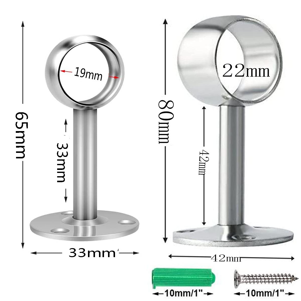 Supporti Per Aste Tende Biluer - 8 Pezzi Per Soffitto O Parete - Acciaio Inox 22 Mm - Foto 7