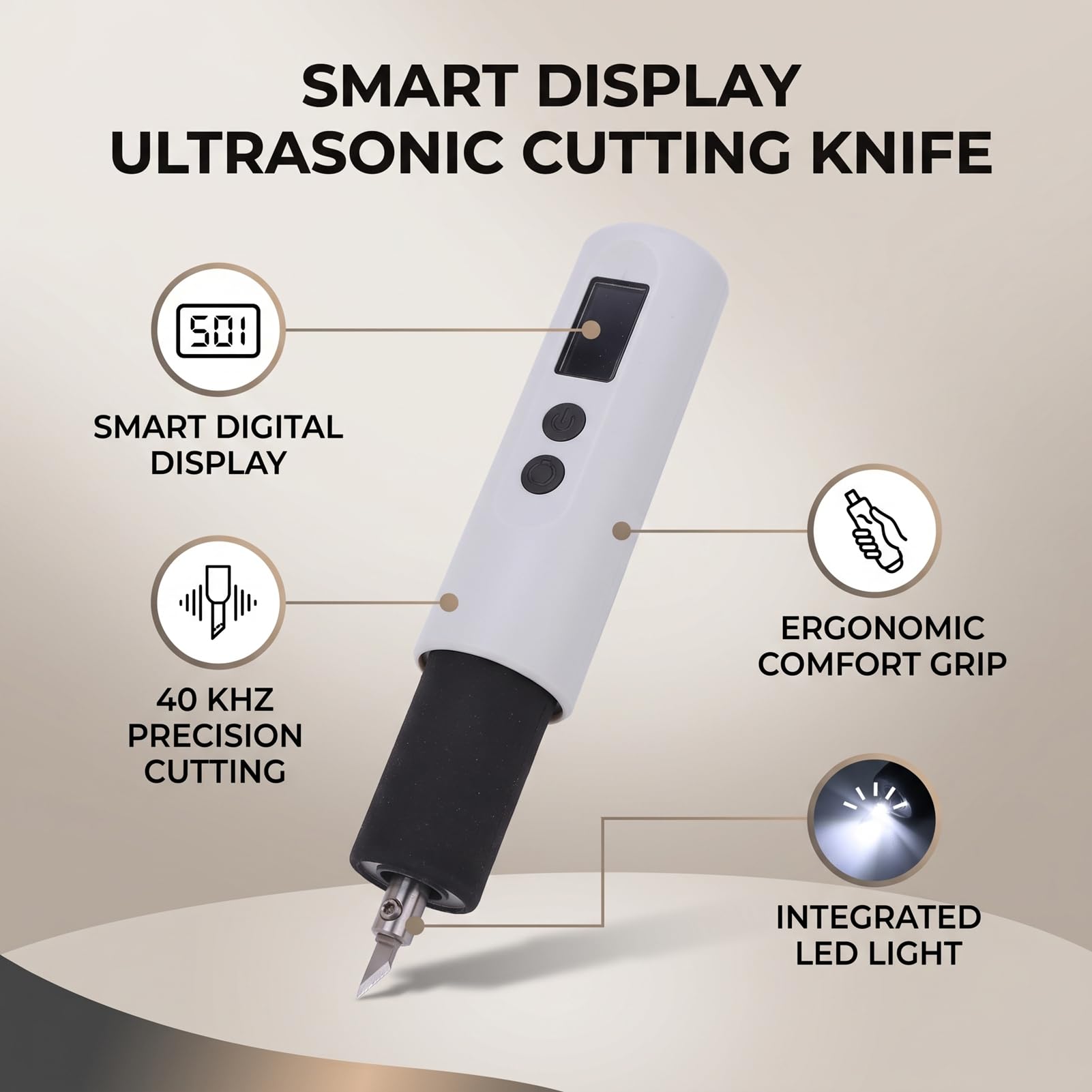 Fafeicy Taglierina Ad Ultrasuoni Portatile 40KHz con Display Digitale | Regolazione Continua della velocità da 45 W per la Stampa 3D di Plastica per la Lavorazione del Legno, Kit Completo con 45