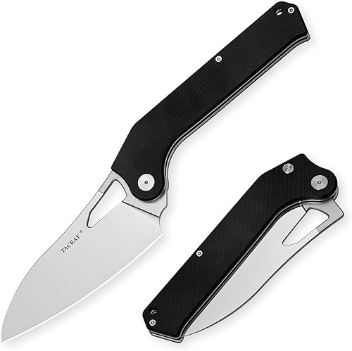 Miniatura 8 de TACRAY Cuchillo de chef de cocina plegable, cuchillo de campamento plegable de 5.49 pulgadas con hoja de acero inoxidable C VG10, mango G10