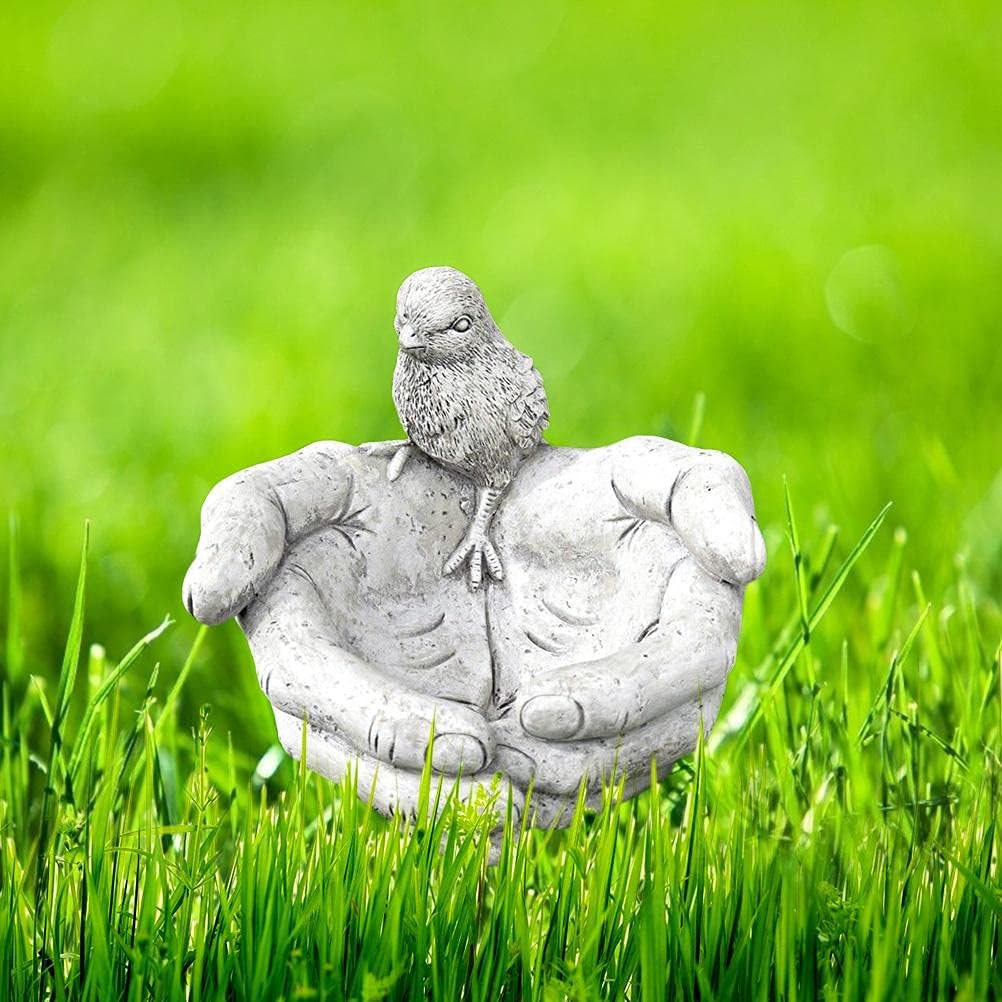 Brteyes Hand-Shaped Bird Bath Feeder Creative Bird Feeder Outdoor Garden Decorations Ornaments for Patio Porch Pathway Yard