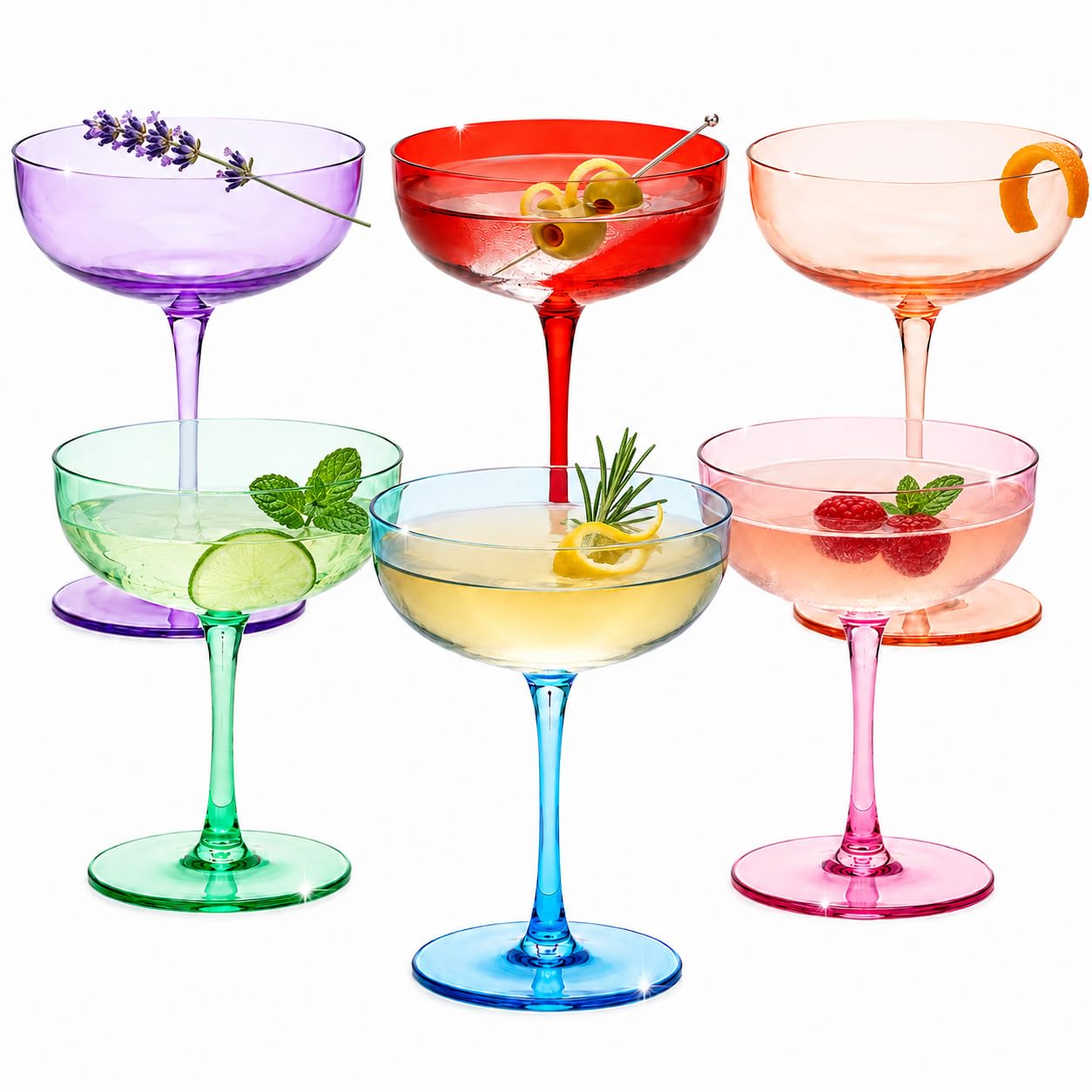 Sektgläser Cocktailgläser Champagner-Coupés - Set von 6 - Martinigläser, 250 ml handgefertigten Bar Qualität kristallgläser, Gläser & Entworfen als Martini & Espresso Martini Coupé-Brille Sektschalen