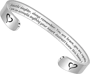 Btysun Bracelets for Women Mothers Day Bracelet Gifts from Daughter Inspirational Gifts for Women Graduation Gifts for Her Motivational Birthday Cuff Bangle Friendship Personalized Mantra Jewelry…