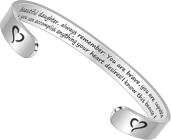 Btysun Bracelets for Women Mothers Day Bracelet Gifts from Daughter Inspirational Gifts for Women Graduation Gifts for Her Motivational Birthday Cuff Bangle Friendship Personalized Mantra Jewelry…