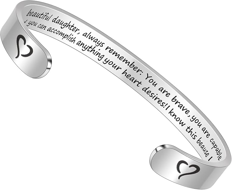 Btysun Bracelets for Women Mothers Day Bracelet Gifts from Daughter Inspirational Gifts for Women Graduation Gifts for Her Motivational Birthday Cuff Bangle Friendship Personalized Mantra Jewelry…