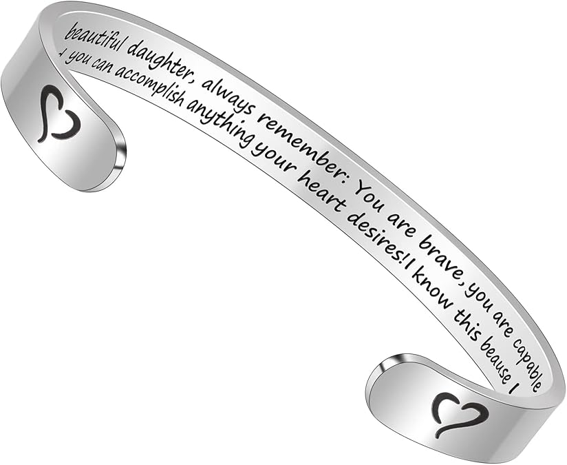 Btysun Bracelets for Women Mothers Day Bracelet Gifts from Daughter Inspirational Gifts for Women Graduation Gifts for Her Motivational Birthday Cuff Bangle Friendship Personalized Mantra Jewelry…
