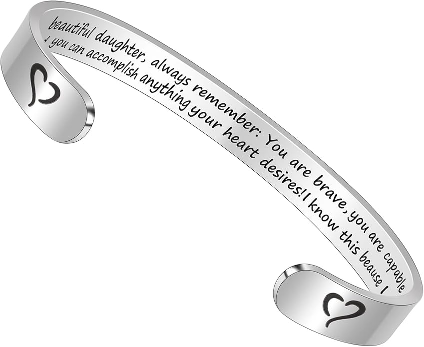 Btysun Bracelets for Women Mothers Day Bracelet Gifts from Daughter Inspirational Gifts for Women Graduation Gifts for Her Motivational Birthday Cuff Bangle Friendship Personalized Mantra Jewelry…