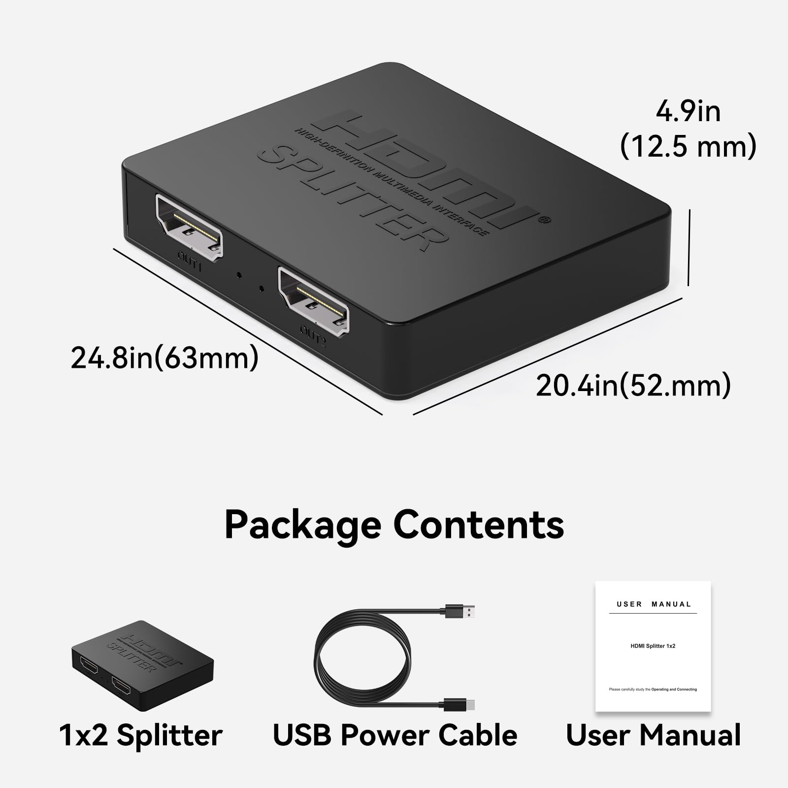 Splitter HDMI 1 In 2 Out 4K30HZ Splitter HDMI per doppio monitor Doppio adattatore HDMI per 2 monitor Supporta 3D Full HD 1080P per Xbox PS4 PS5 Roku Blu Ray Player