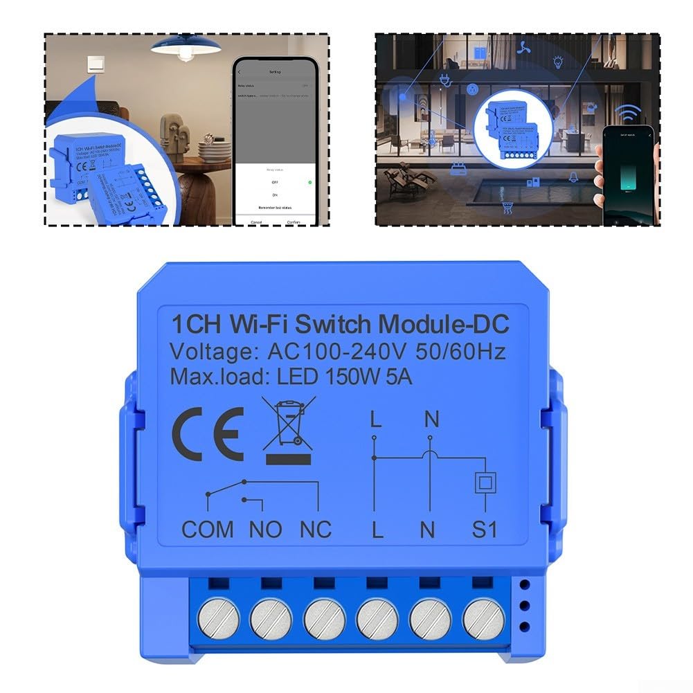 Relé inteligente WiFi de contacto seco, control por voz, temporizador, funciones de programación de cuenta regresiva para Tuya, para control de iluminación, ACS, ventilador de audio (AC110V-240V)