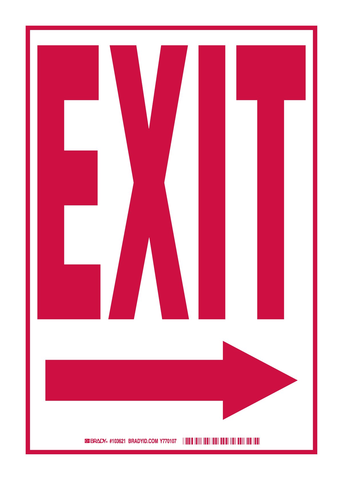 Brady 103621 autocollant polyester Exit W Droite 35,6 x 25,4 cm