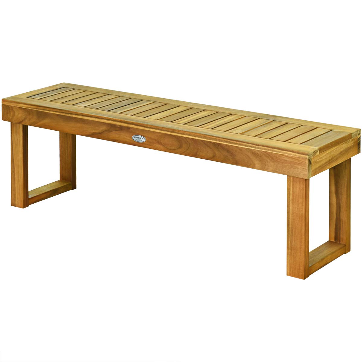 Tangkula 52" Acacia Wood Outdoor Bench, Wood Patio Dining Bench with Slatted Seat, Wooden Backless Garden Bench for Outdoors & Indoors, Outside Bench for Entryway, Deck, Poolside, Yard & Porch