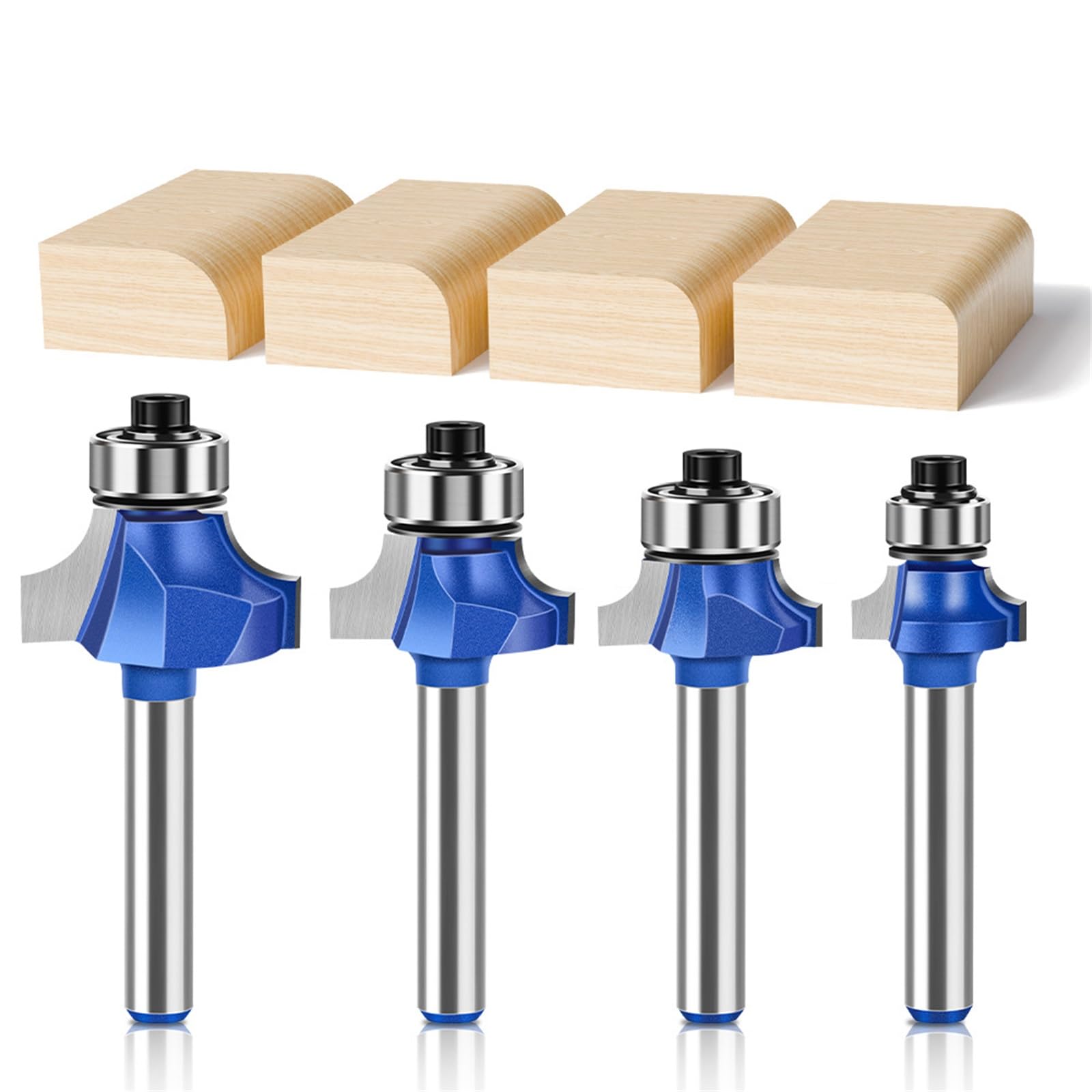 MACHSWON 4 PCS Round Over Router Bits 6mm Shank,Roundover Beading Router Bit Set,Tungsten Carbide Blades,Corner Rounding Edge-Forming,Round Over Edging Router Bits 3.17mm 3.96mm 4.96mm 6.35mm Radius - Image 3
