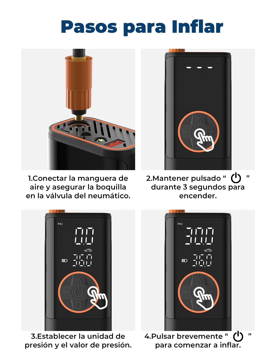 Oasser Compresor Aire Portatil 6000mAh 150PSI Inflador Ruedas Coche Pequeño Pantalla LCD Doble Visualización Cable Encendedor 3M Parada Automática Bolsa Almacenamiento para Coche Moto Bicicleta Bola