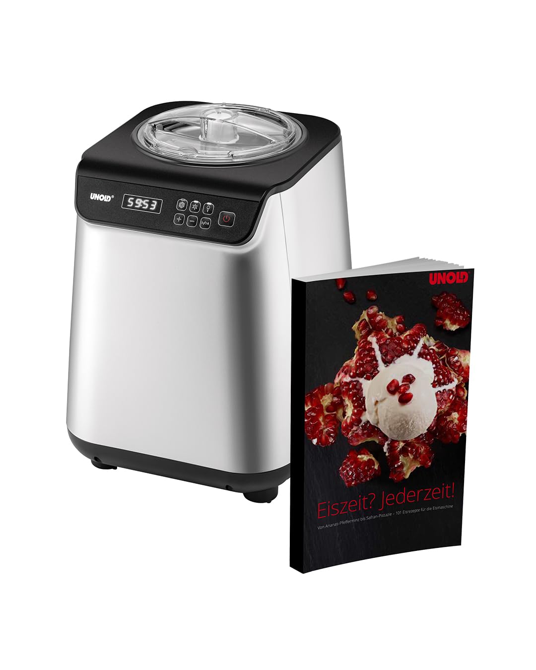 Unold 488259 Uno - Heladera (con libro de hielo con 101 recetas, 1,2 L, compresor totalmente automático, autorefrigerante, pantalla LCD, rango de congelación de hasta -35 °C, 135 W)