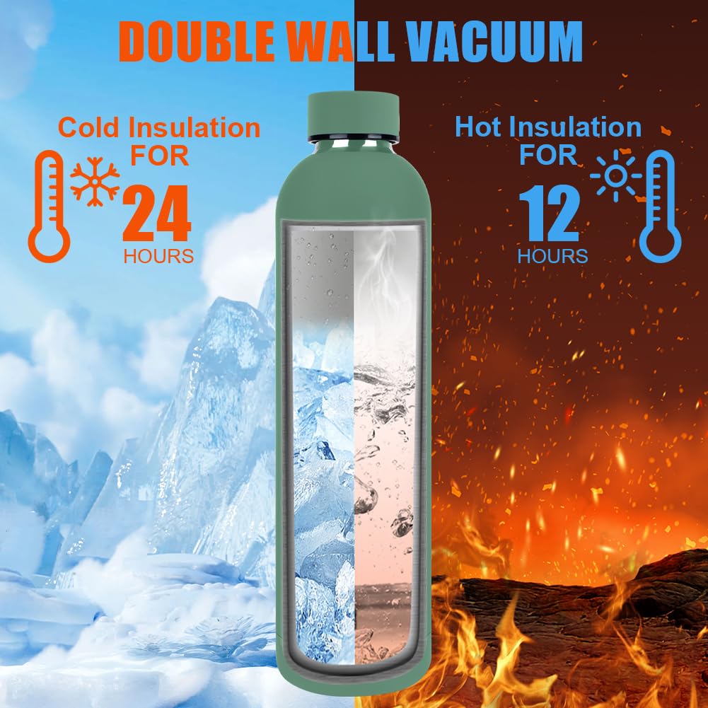 ZJDOAK Insulated Water Bottle, Stainless Steel Water Bottles, Double