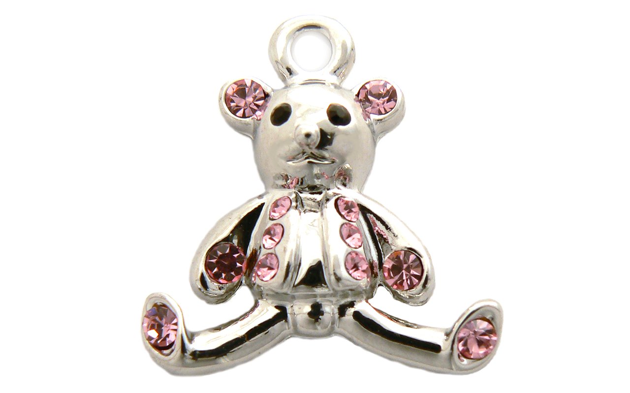 Charms and Occasions LtdTeddy Bear Charm - Crystal encrusted - Pink