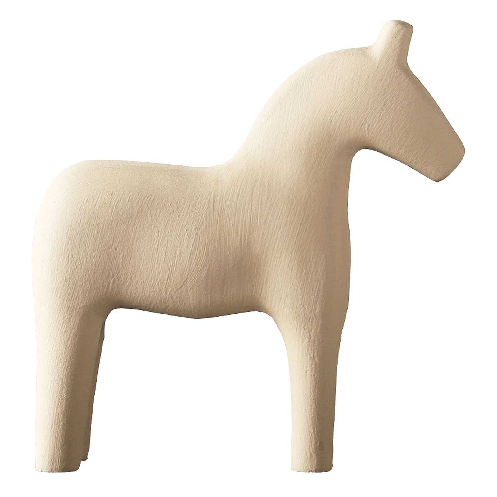Wooden Horse Figurine Mini Swedish Dala Pure Color Horse Statue Pinewood Hand Painted Nordic Style Horse Figurine for Family Living Room, Entrance