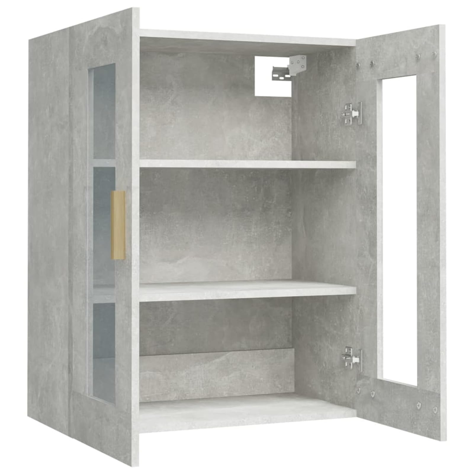 Hängeschrank 69,5x34x90 cm Betongrau – Holzwerkstoff/Glas, hohe Stabilität, Raumsparend, für Küchen- & Büroorganisation