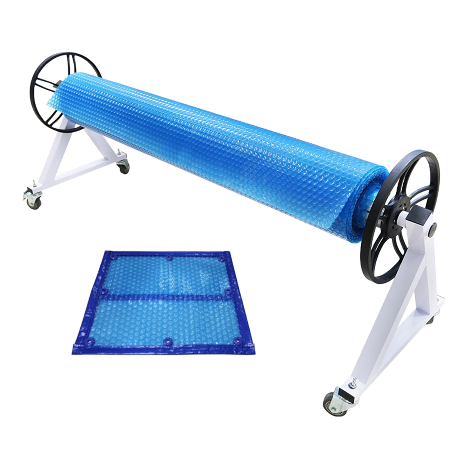 JXYQ Pool Cover Roller System - Telescopic Aluminum Reel with Wheels for Inground and Above Ground Swimming Pools