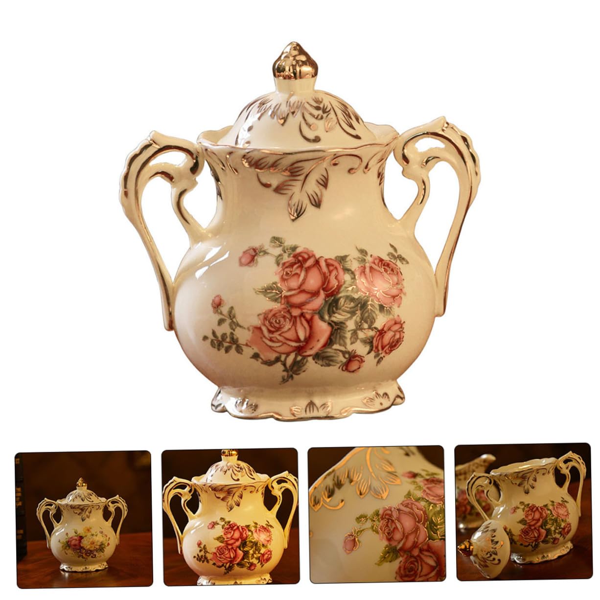 LIFKOME Tarro y Almacenamiento Práctico de Caramelos para Dulces Tapa de Cerámica Elegante y Creativo, Adecuado para Decoración del Hogar