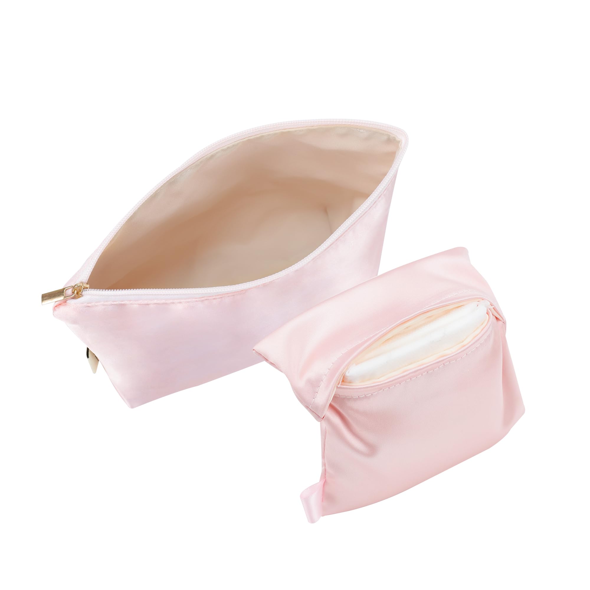 JLYZ Moon Travel Makeup Bag, silk Cosmetic Bag, Travel Toiletry Bag Organizer Cute Makeup Brushes Aesthetic Accessories Storage Bag for Women,Pink