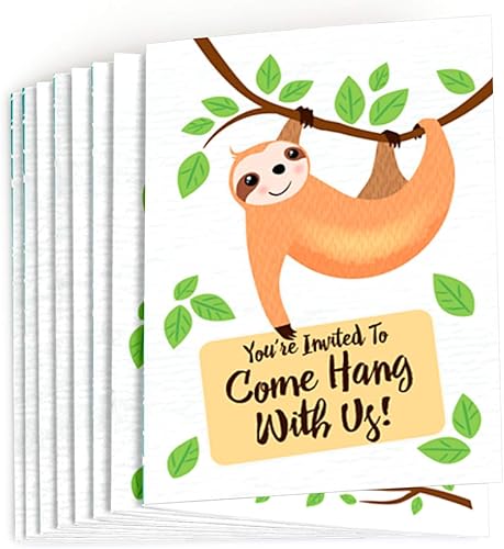 Miniatura 2 de Big Dot of Happiness Let's Hang - Perezoso - Rellena invitaciones para baby shower o fiesta de cumpleaños (8 unidades)