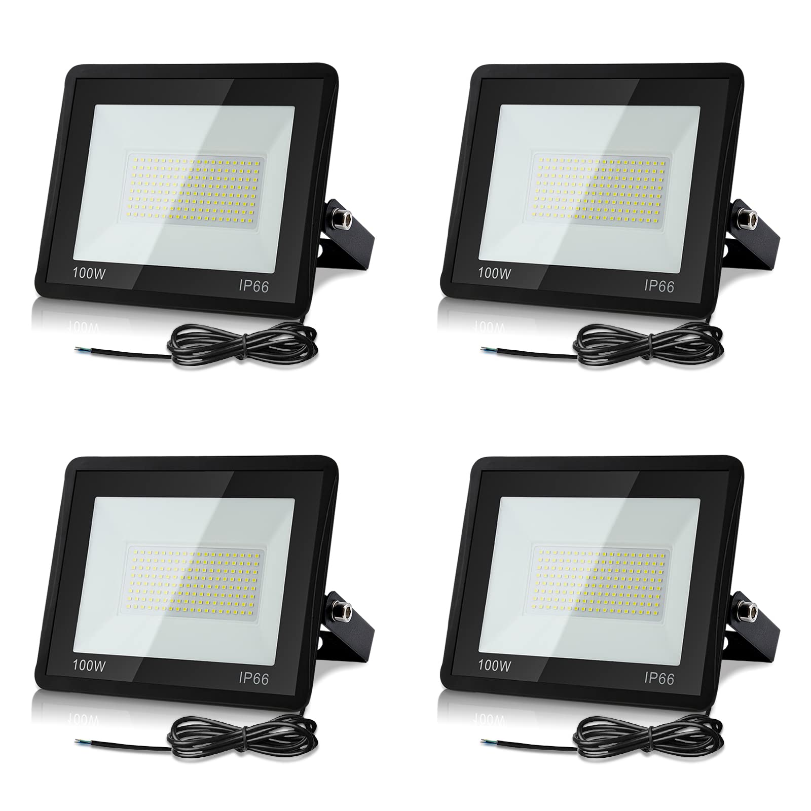 Lospitch Foco LED Exterior 100W, Reflector Súper Brillante de 8500LM, Iluminación de Seguridad IP66 6000K Blanco Frío para Jardín, Garaje, Campo Deportivo