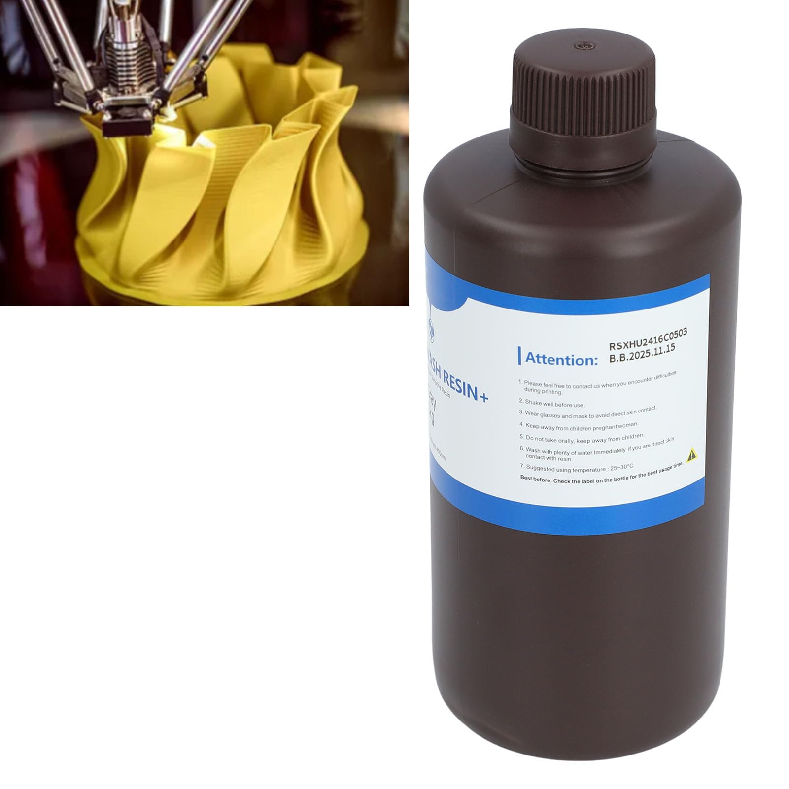 Résine d'impression 3D durcissant 80 Shore dureté lavable à l'eau pour imprimante LCD DLP SLA 1000g gris