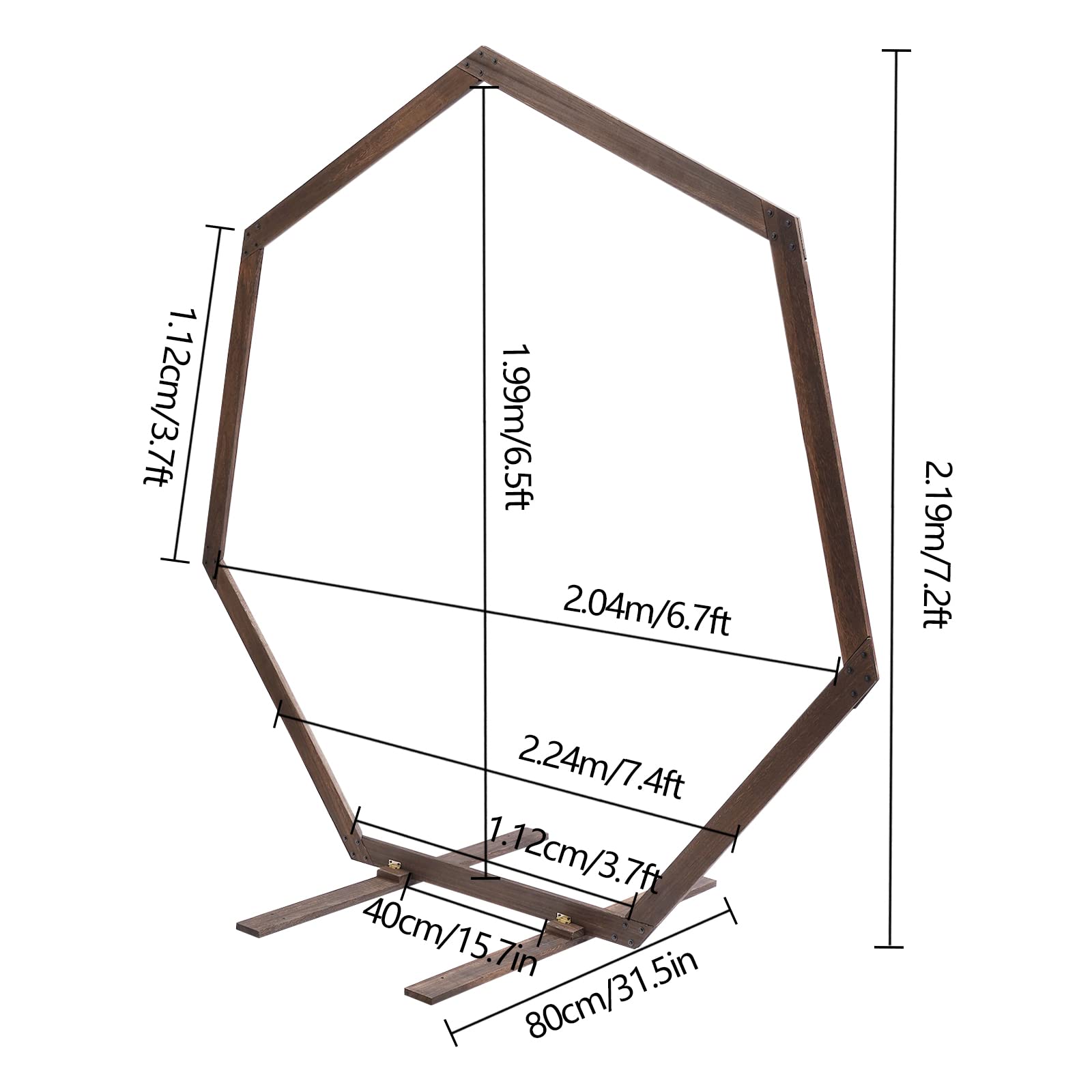 Hochzeitsbogen Holzgestell, Siebeneckige Hochzeitsbögen Holz Wedding Arch Hintergrund Ständer für Hochzeiten Dekorationen