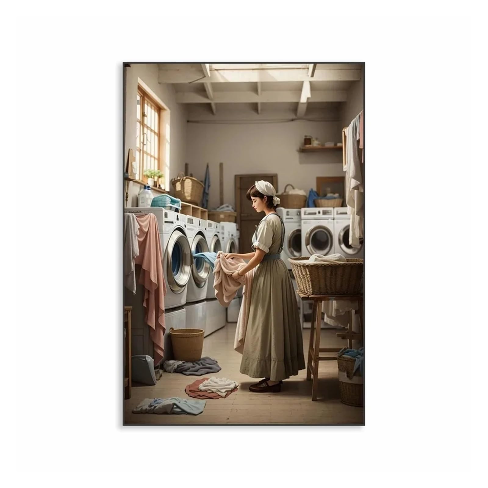 Pintura al óleo impresa de dama victoriana para transformar paredes vacías en arte vintage rosa