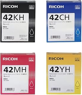 【純正品】RICOH 大容量インクカートリッジ SGカートリッジ GC42H 4色セット (GC42KH / GC42CH / GC42MH / GC42YH) SG 5200 SG 5200FT対応