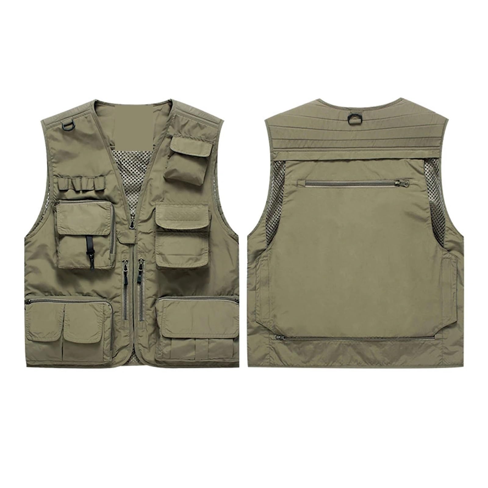 1 chaleco de seguridad de alta visibilidad con múltiples bolsillos, chaqueta de trabajo reflectante for emergencias, voluntarios, construcción y trabajo al aire libre(Type 2-Khaki,L)