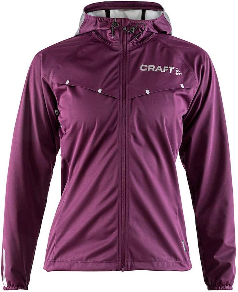 Craft Women's Repel Running and Training Outdoor Sport Windproof and Waterproof Reflective Fitted Hooded Jacket