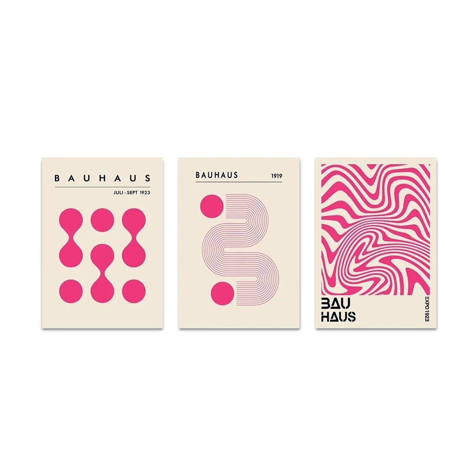 Impression d'images géométriques multicolores Bauhaus | 3 Tableaux modernes sans cadre