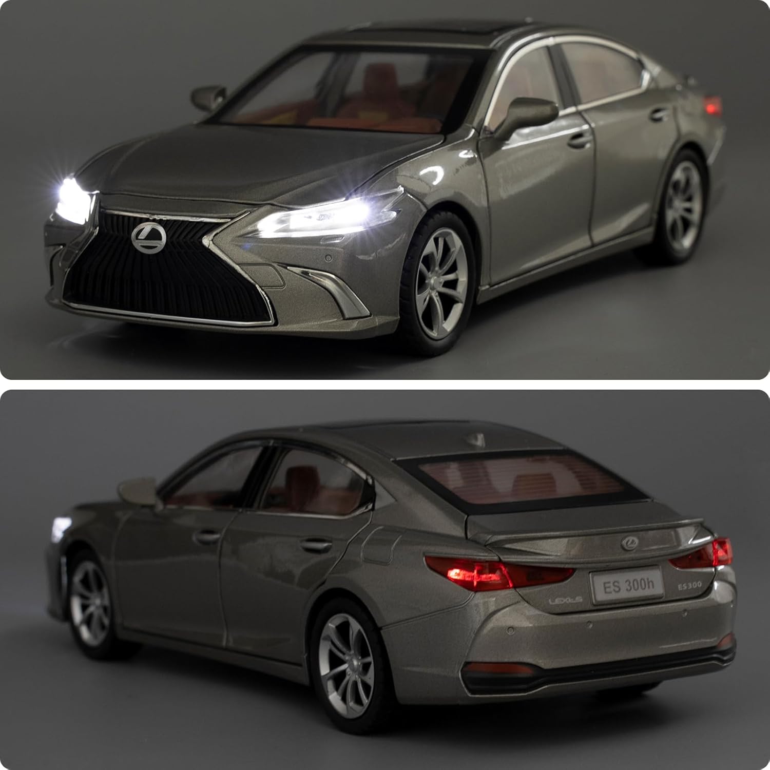 WAKAKAC Model Car 1/24 Lexus ES300 Alloy Diecast Collectible Toy Car with Light and Sound, Toy Vehicle Door Can Be Opened for Boys Kids Toddler, Gift Silver